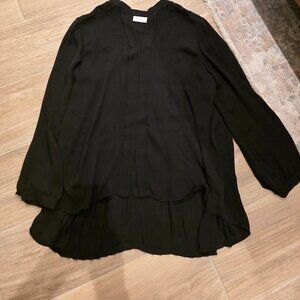 Chicos Flowy Pleated Button Down Blouse